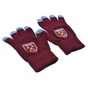 West Ham United FC Unisex Adult Knitted Gloves / Burgundy/Blue